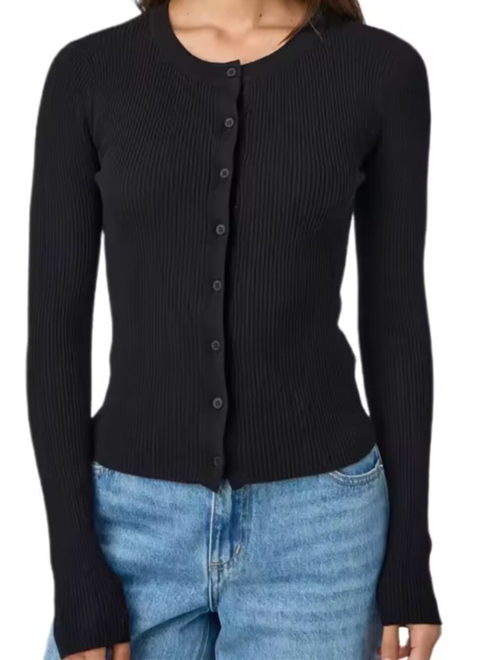 Black ribbed cardigan